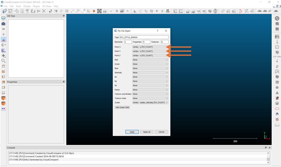 Example of PCD file in CloudCompare