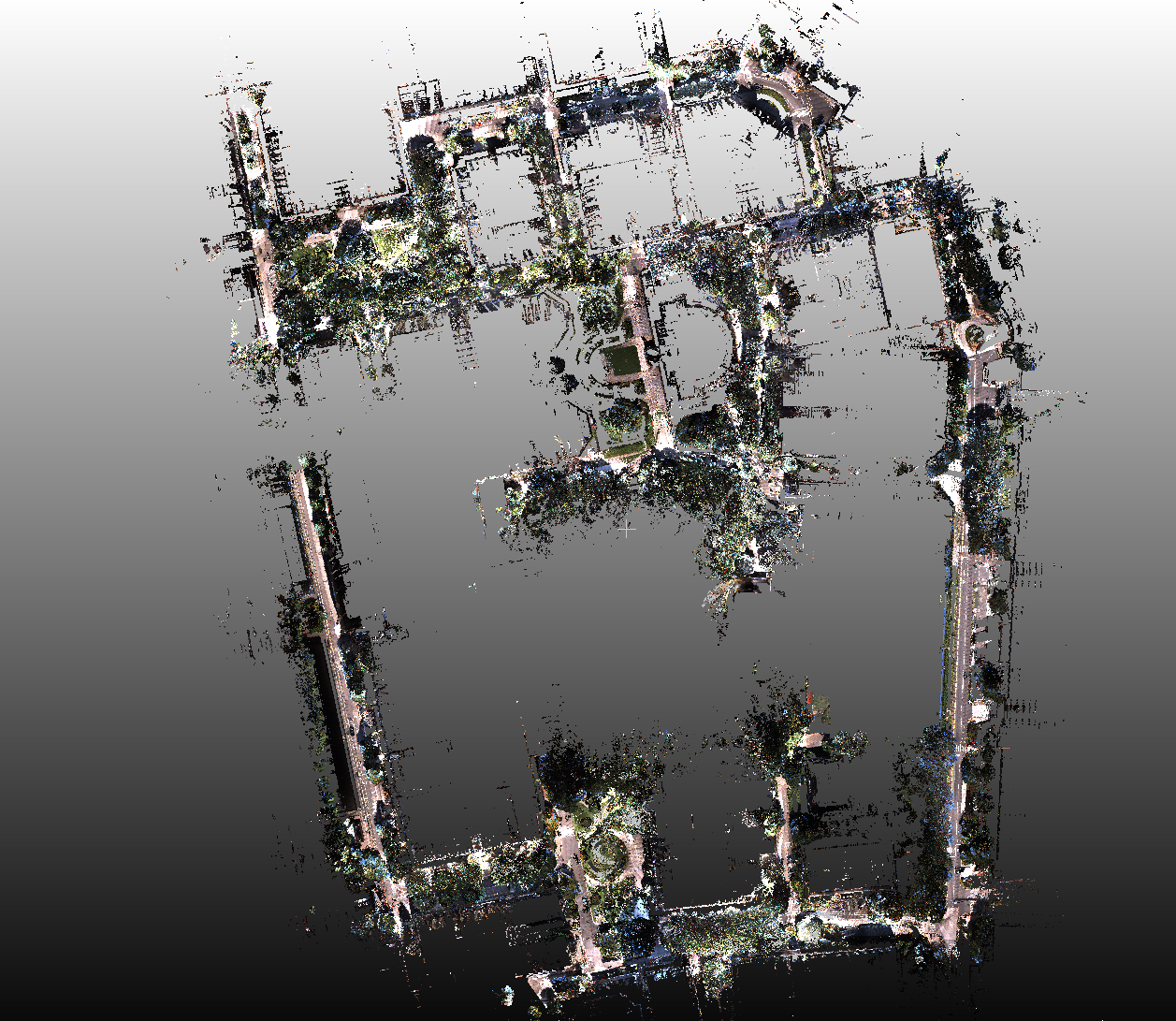 Top view of the full Hongo campus point cloud